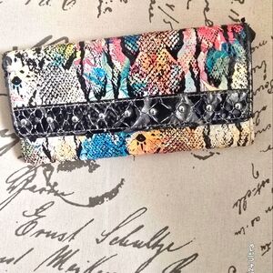 Python embossed colorful Snap Wallet in used condition